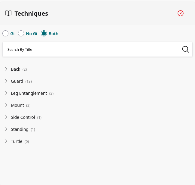 Technique navigation menu